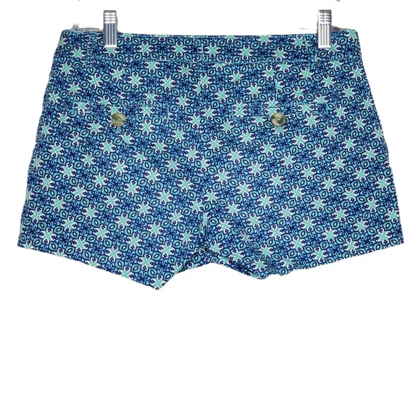 Lord & Taylor Blue Floral Cotton Shorts Sz 2 - Picture 2 of 3